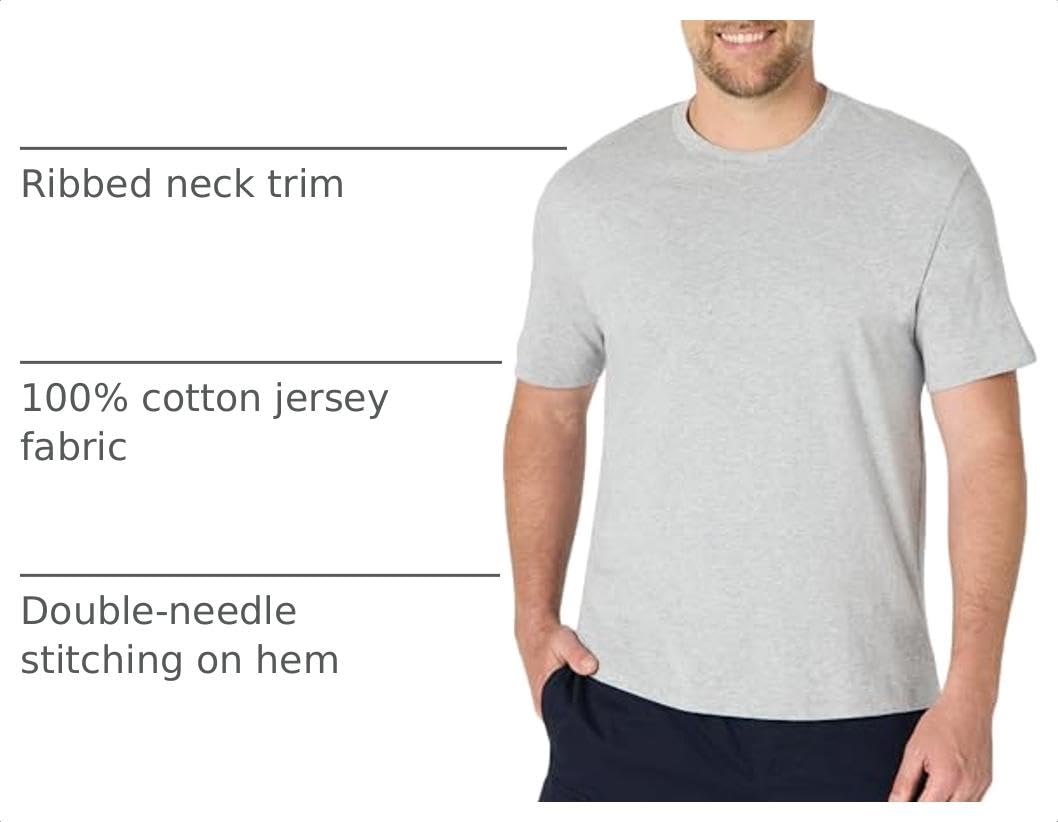 Amazon Essentials Men's Relaxed Fit Cotton Jersey T-Shirt, Soft Fabric