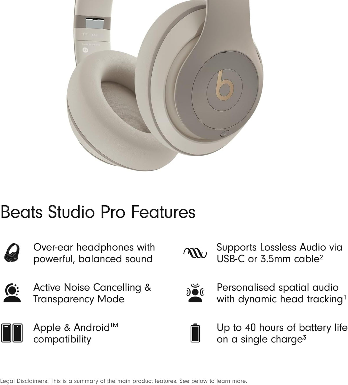 Beats Studio Pro with AppleCare+ for Headphones (2 Years) - Sand Gray
