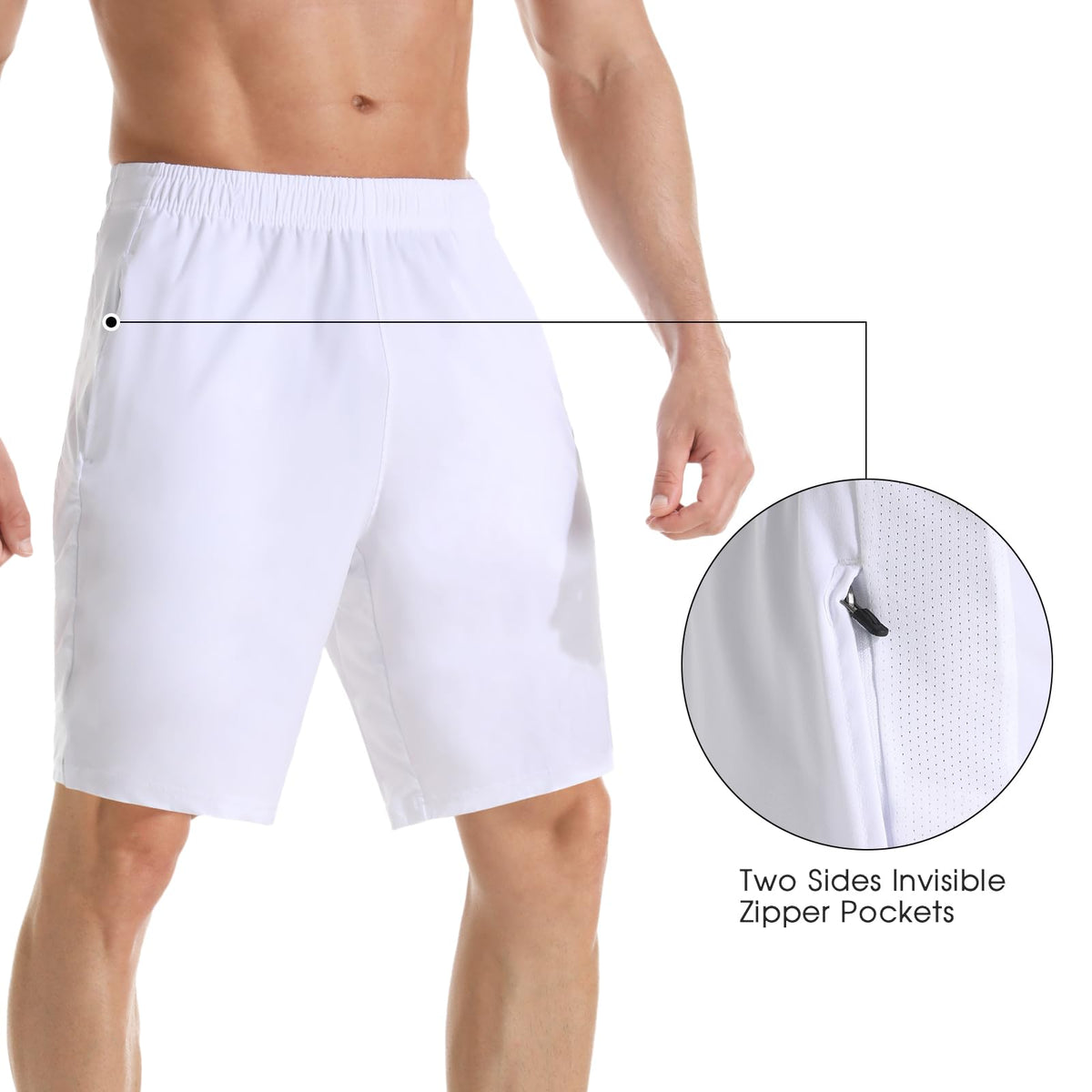 Men's 7" Athletic Running Shorts Lightweight Quick Dry Gym Workout Shorts with Zipper Pockets