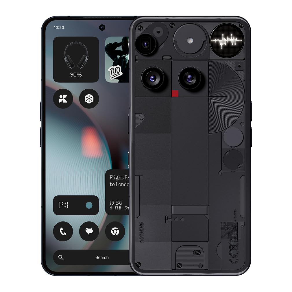 Nothing Phone (3) Cell Phone, 5G Unlocked Phones 512GB, Android 15, Snapdragon 8s Gen4, AI Mobile Phones with Four 50MP Cameras & AMOLED Display, 5150mAh, Glyph Interface, Smartphone Black