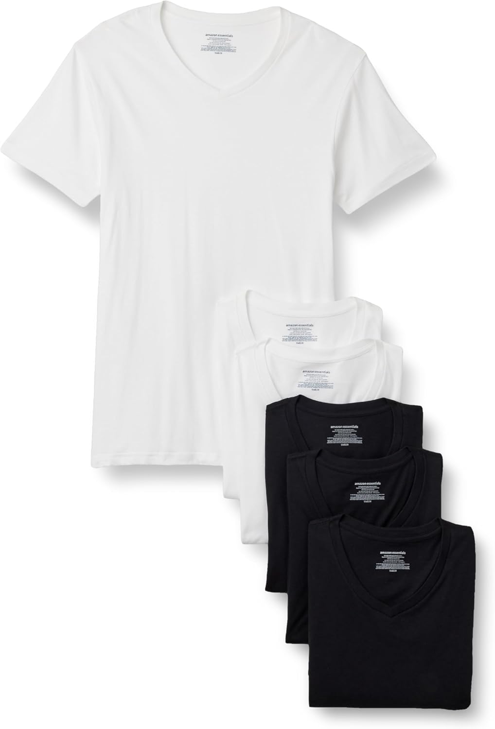 Amazon Essentials Men's Slim Fit V-Neck Undershirt, Breathable Cotton, Pack of 6