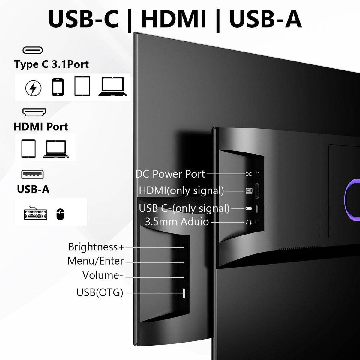 Prechen 23.8 Inch Dual Stacked Touchscreen Monitor, FHD IPS, 75Hz 65W USB-C Charging Computer Monitors 10 Point Touch, 99% sRGB, VESA USB-C/HDMI, Dual Touch Monitor for Laptop, Mac, Windows