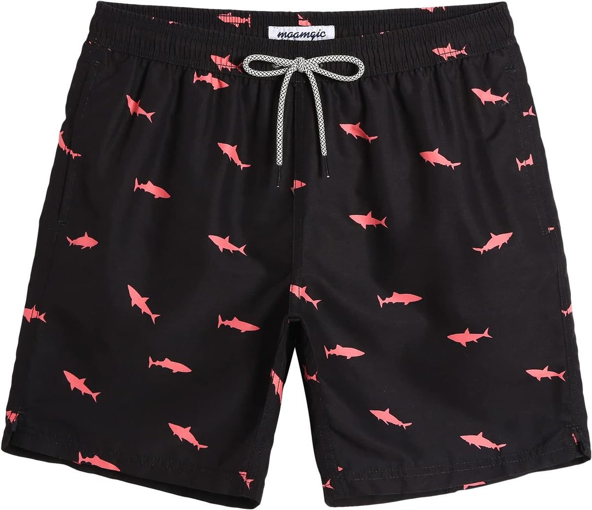 maamgic Mens Swim Trunks Quick Dry Mesh Linner with Pockets 7" Beach Shorts