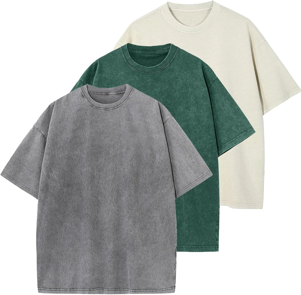 Men's Cotton T-Shirts Oversized Unisex Short Sleeves Casual Loose Wash Solid Basic Tee Tops