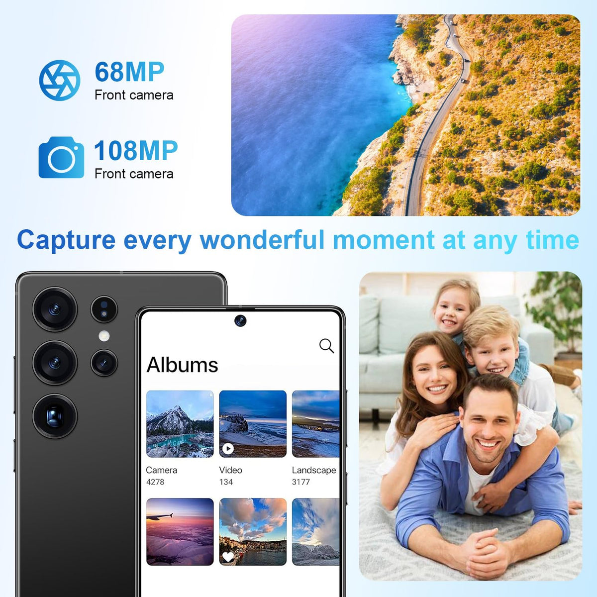 S25 Ultra 5G Unlocked Smartphone,12GB+512GB Fully Cell Phone for Android 14, 6.99" Unlocked Cell Phone, 7000mAh, 68MP+108MP Dual Camera/Dual SIM/Fingerprint Lock/Face (Grey)