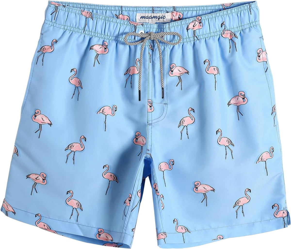 maamgic Mens Swim Trunks Quick Dry Mesh Linner with Pockets 7" Beach Shorts