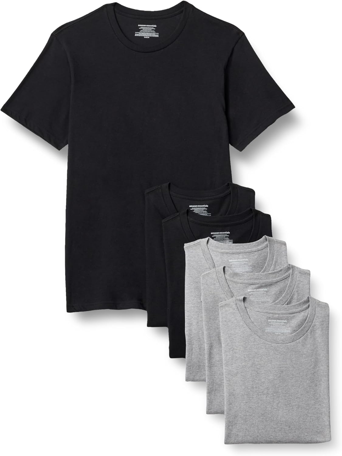 Amazon Essentials Men's Slim Fit Crewneck Undershirts, Pack of 6