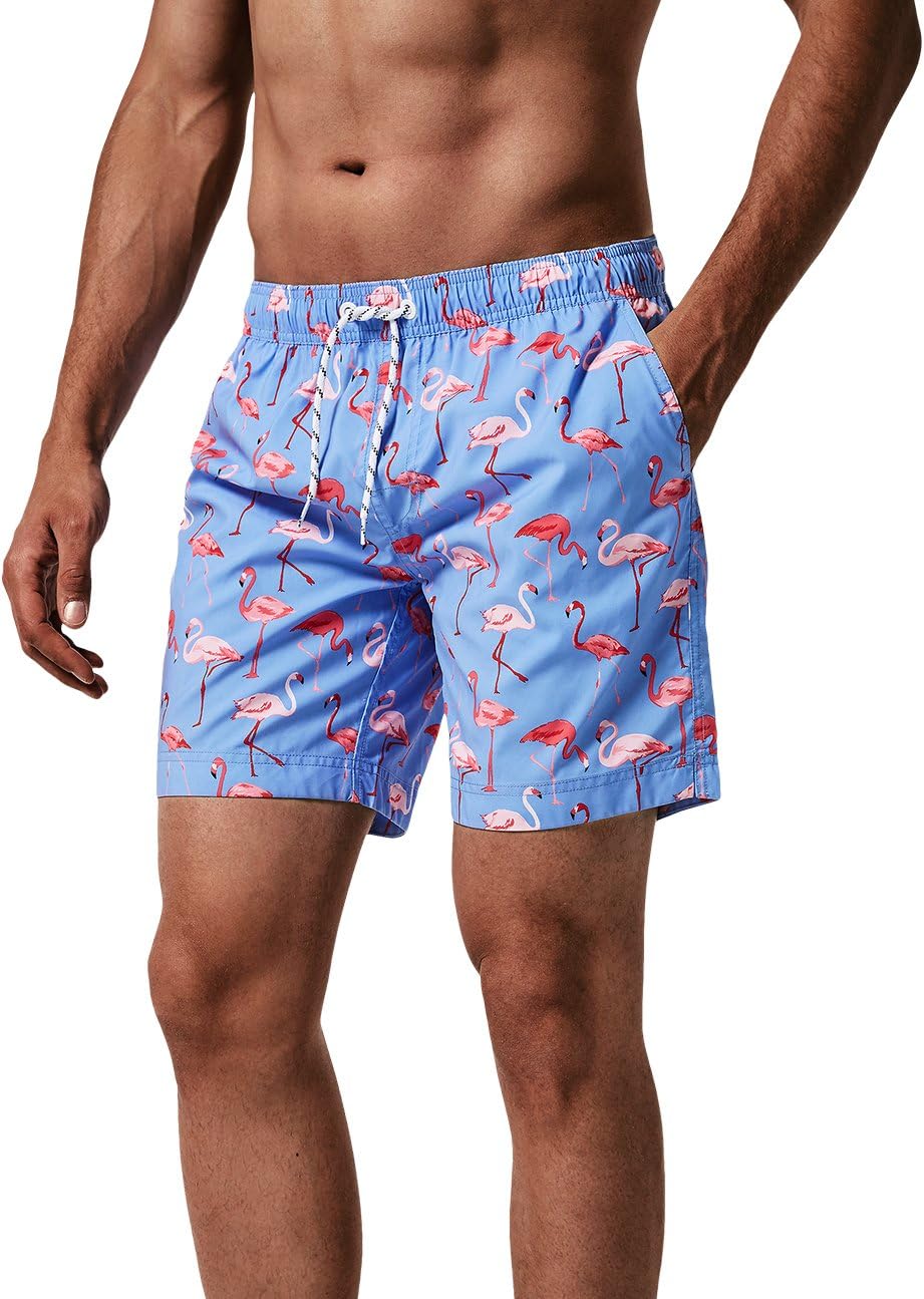 maamgic Mens Swim Trunks Quick Dry Mesh Linner with Pockets 7" Beach Shorts