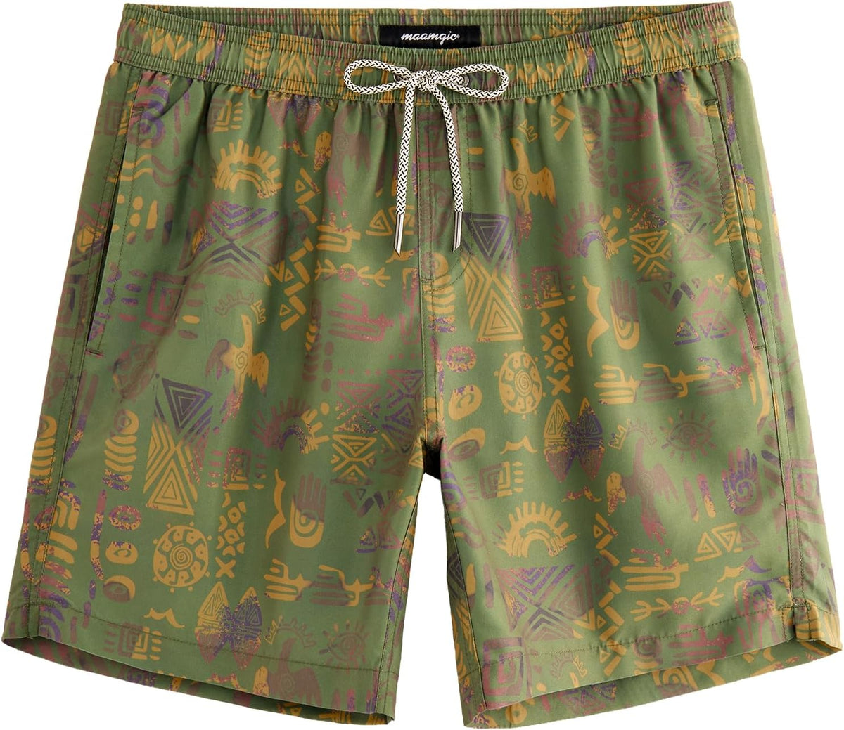 maamgic Mens Swim Trunks Quick Dry Mesh Linner with Pockets 7" Beach Shorts