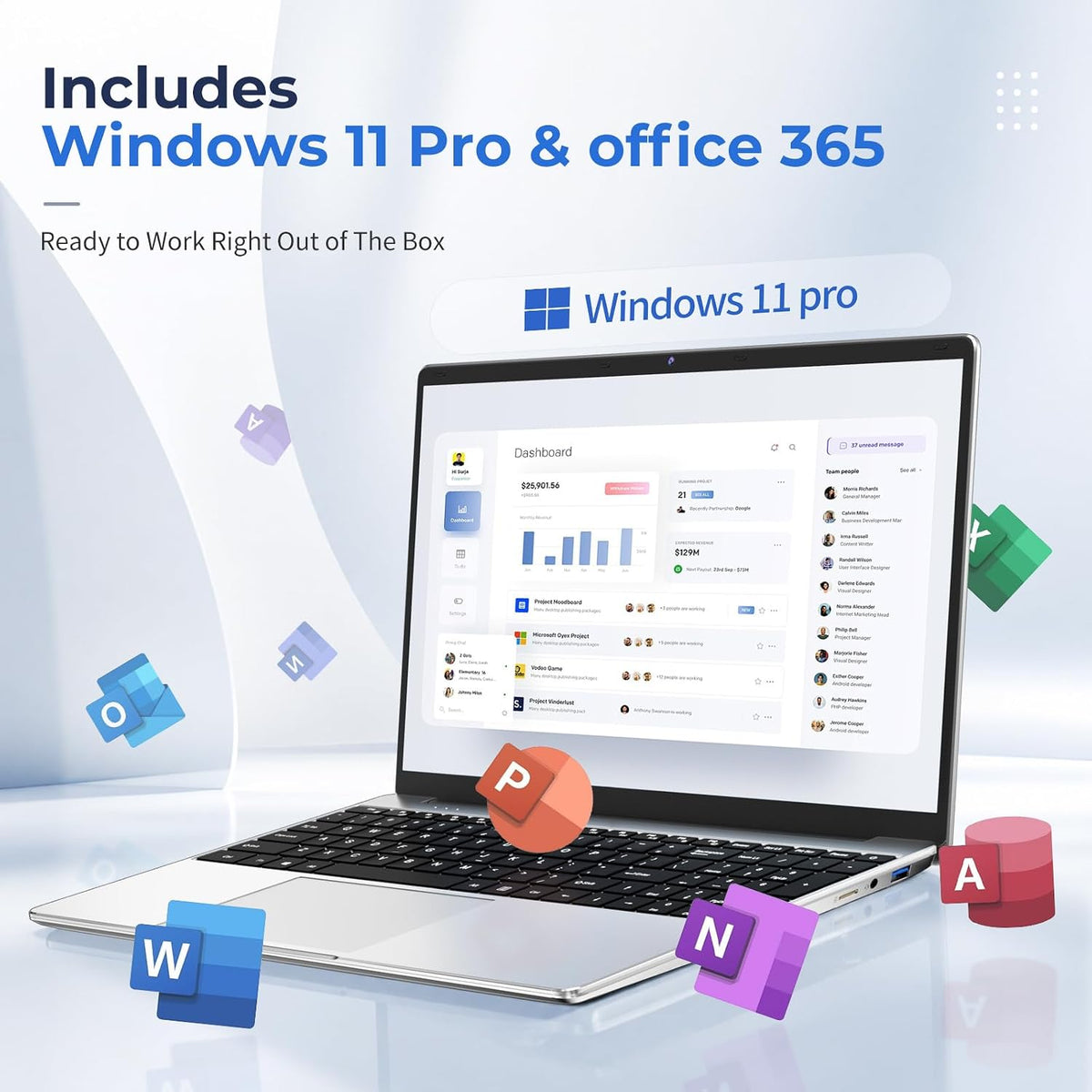 2026 Flagship 15.6" Business Laptop Computer, 16GB RAM 512GB SSD, Core i5-7Y54(Up to 3.2GHz), Windows 11 Pro, Office 365, Fan Cooling, 2-Year Warranty, Portable Traditional Lap Top for Students & Work