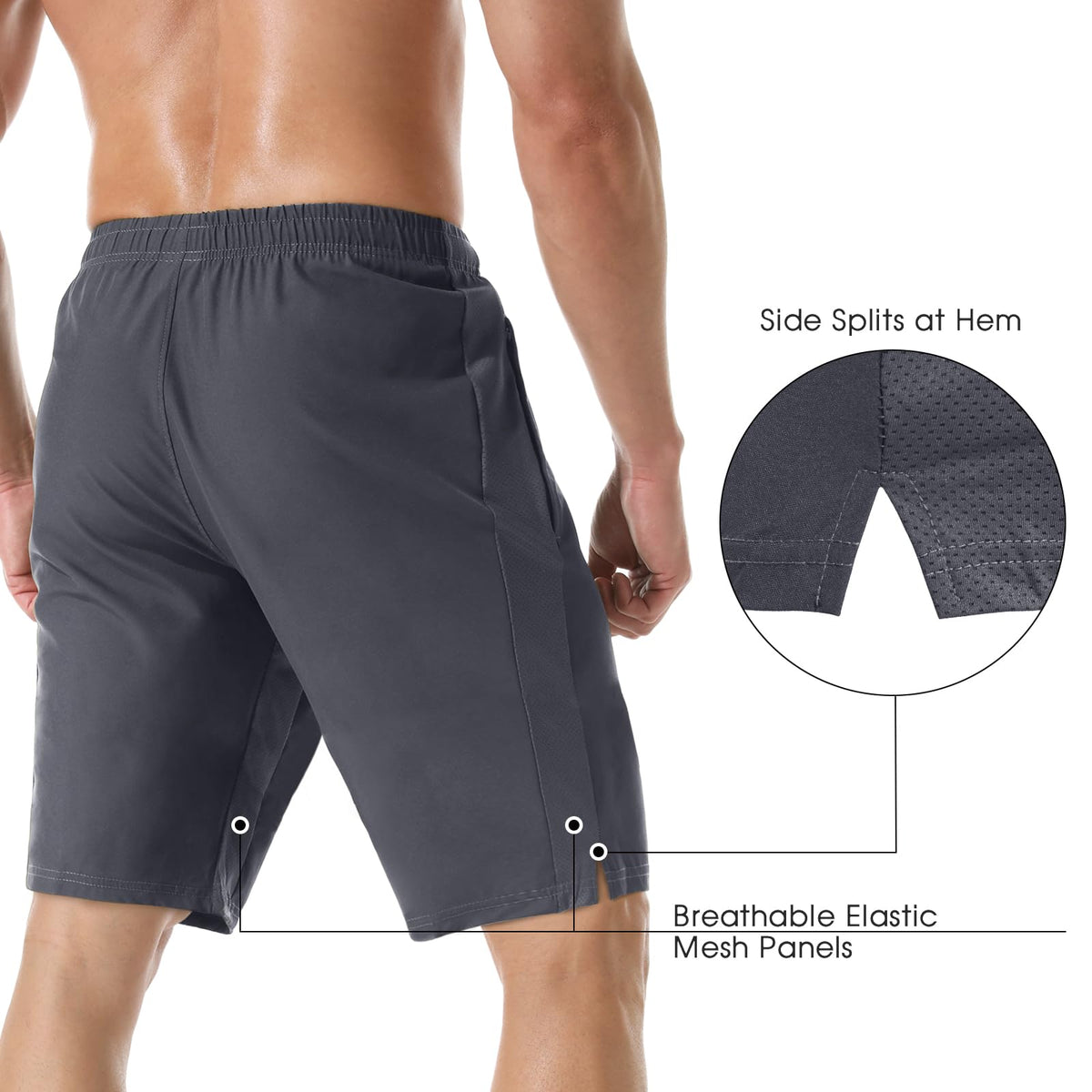 Men's 7" Athletic Running Shorts Lightweight Quick Dry Gym Workout Shorts with Zipper Pockets