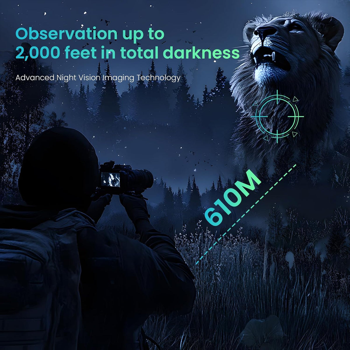 Night Vision Goggles, 4K Night Vision Binoculars for Adults, 3'' HD Screen & 8X Digital Zoom External Flashlight, 2000FT Viewing Range for Outdoor Camping