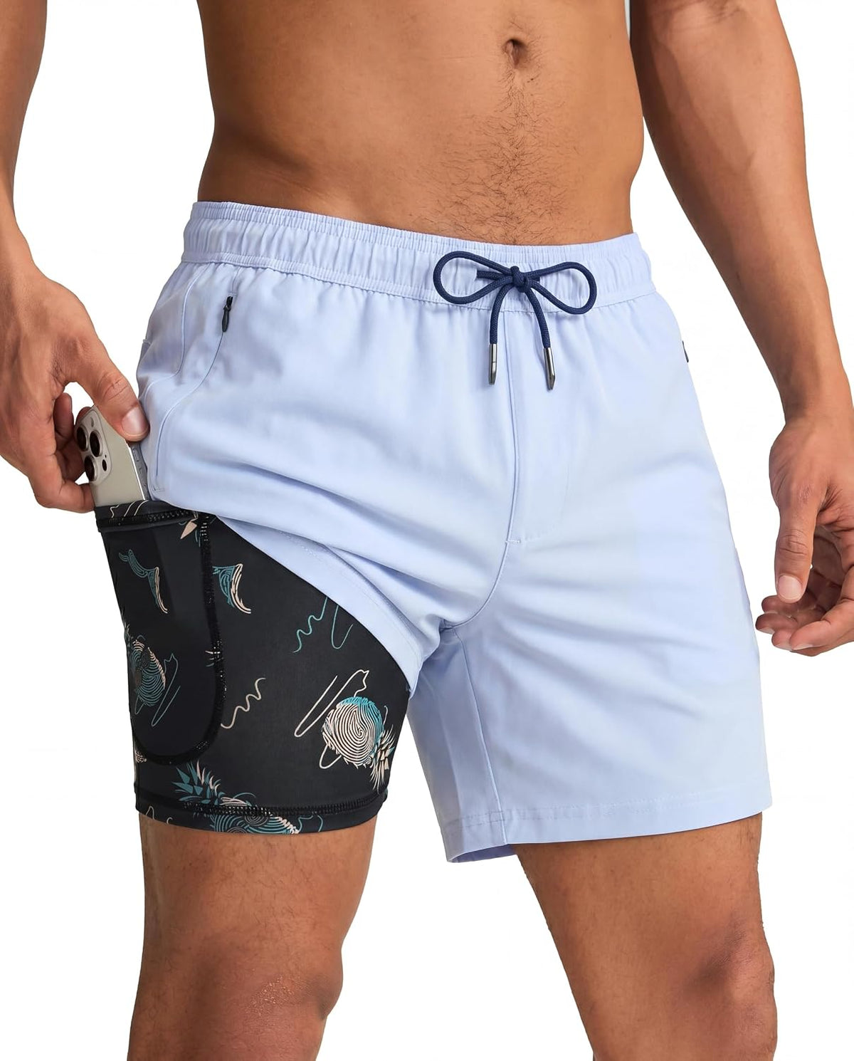 maamgic Mens Swim Trunks with Compression Liner 5 Inch Quick Dry for Beach