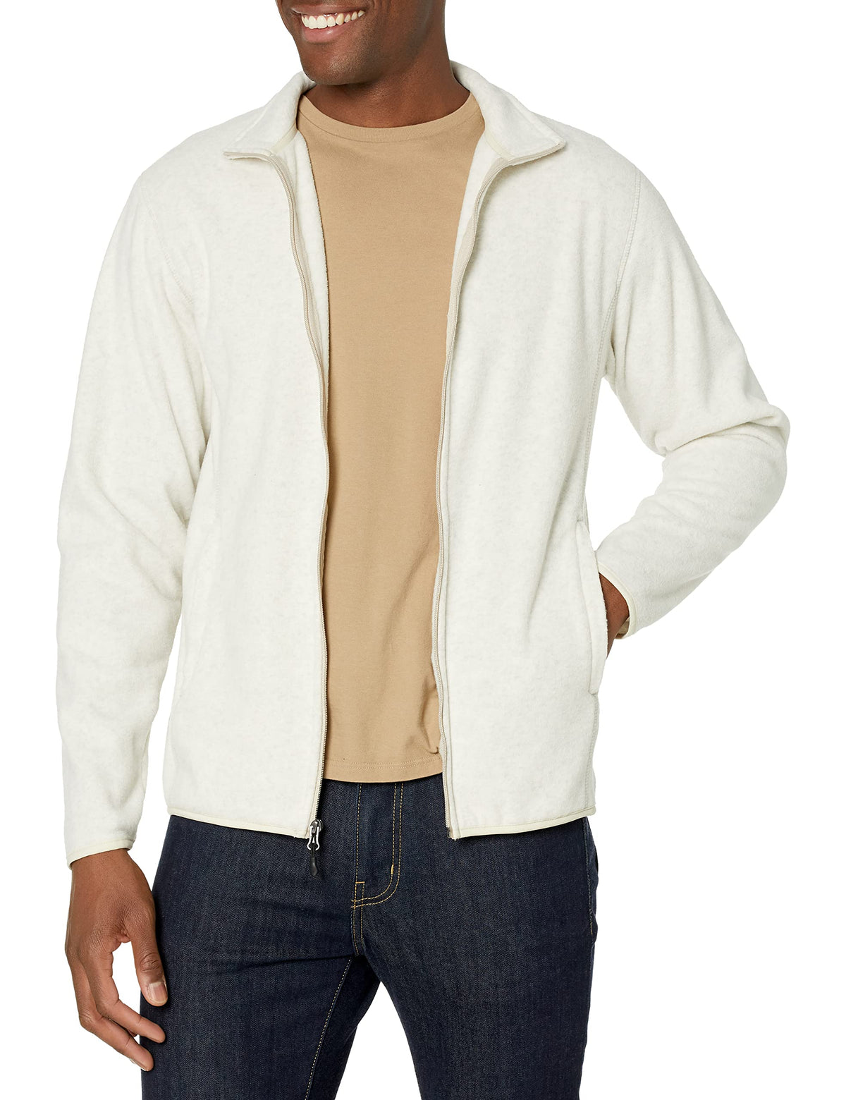 Amazon Essentials Men's Full-Zip Polar Fleece Jacket with Zippered Pockets for Cold Outdoor Weather