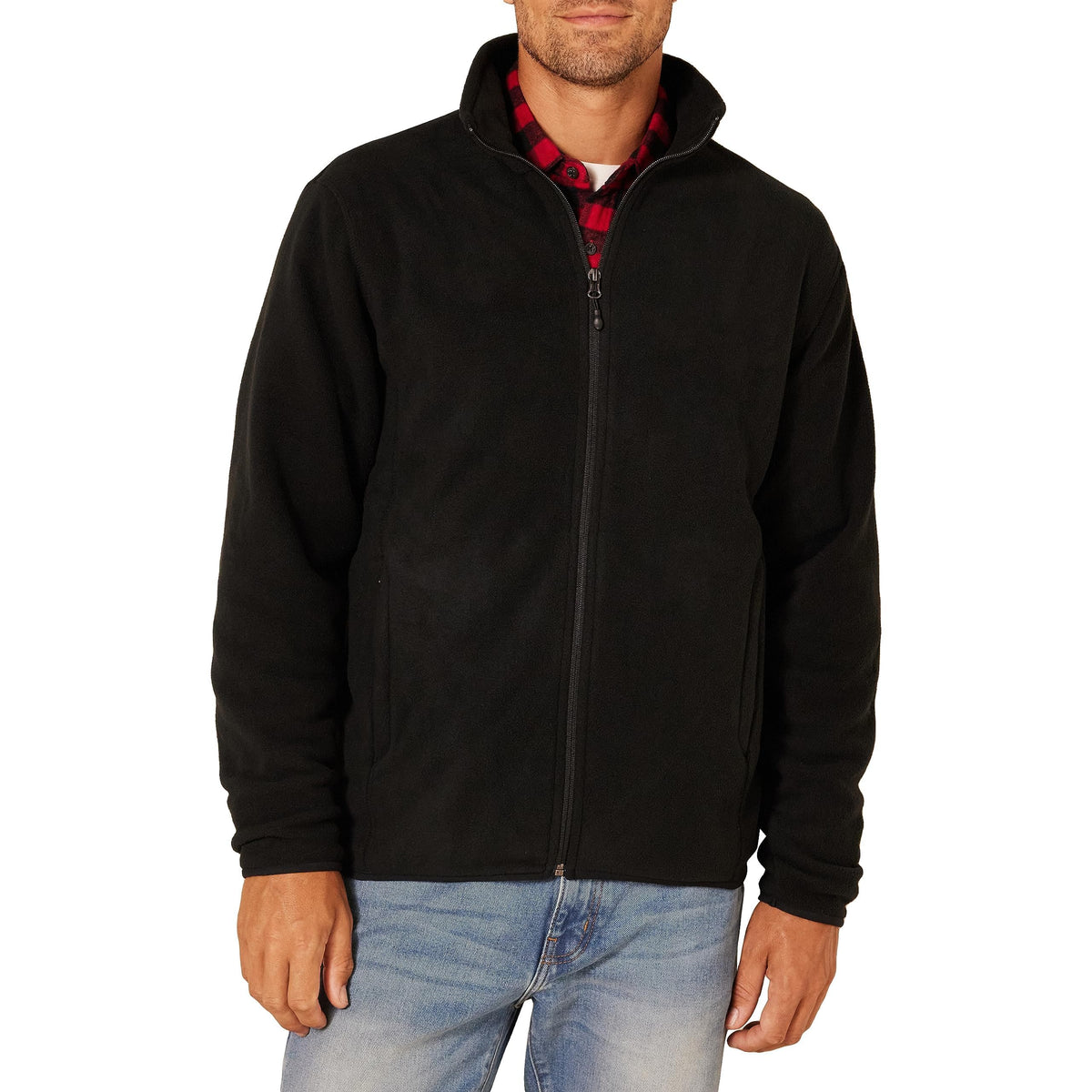 Amazon Essentials Men's Full-Zip Polar Fleece Jacket with Zippered Pockets for Cold Outdoor Weather