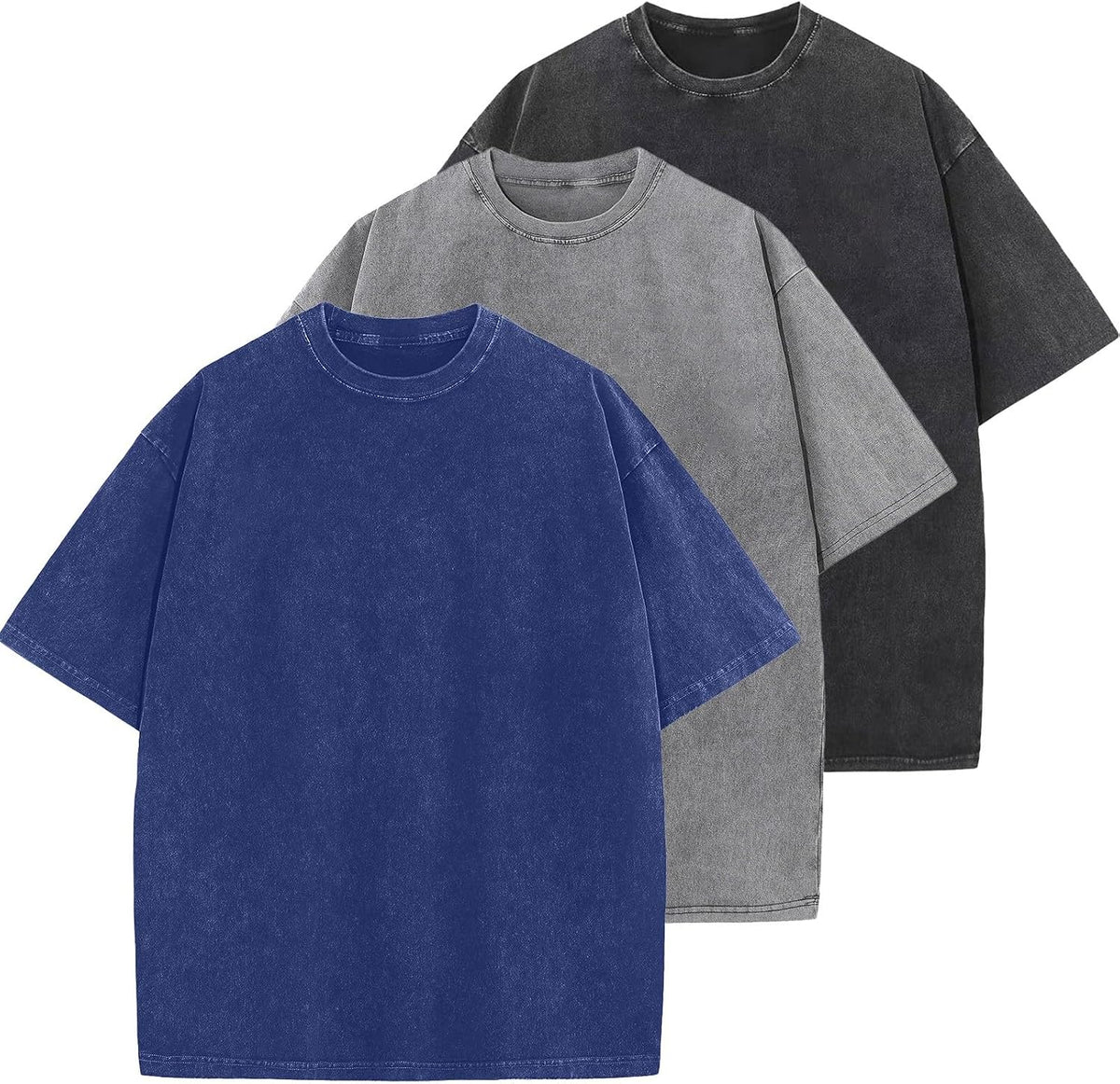 Men's Cotton T-Shirts Oversized Unisex Short Sleeves Casual Loose Wash Solid Basic Tee Tops