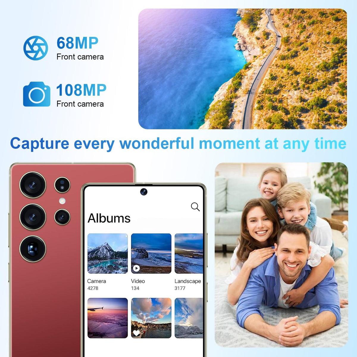 S25 Ultra 5G Unlocked Smartphone,12GB+512GB Fully Cell Phone for Android 14, 6.99" Unlocked Cell Phone, 7000mAh, 68MP+108MP Dual Camera/Dual SIM/Fingerprint Lock/Face (Grey)