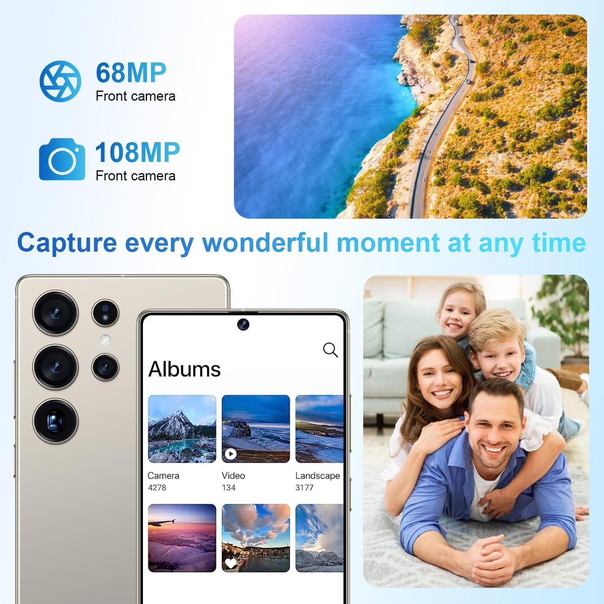 S25 Ultra 5G Unlocked Smartphone,12GB+512GB Fully Cell Phone for Android 14, 6.99" Unlocked Cell Phone, 7000mAh, 68MP+108MP Dual Camera/Dual SIM/Fingerprint Lock/Face (Grey)