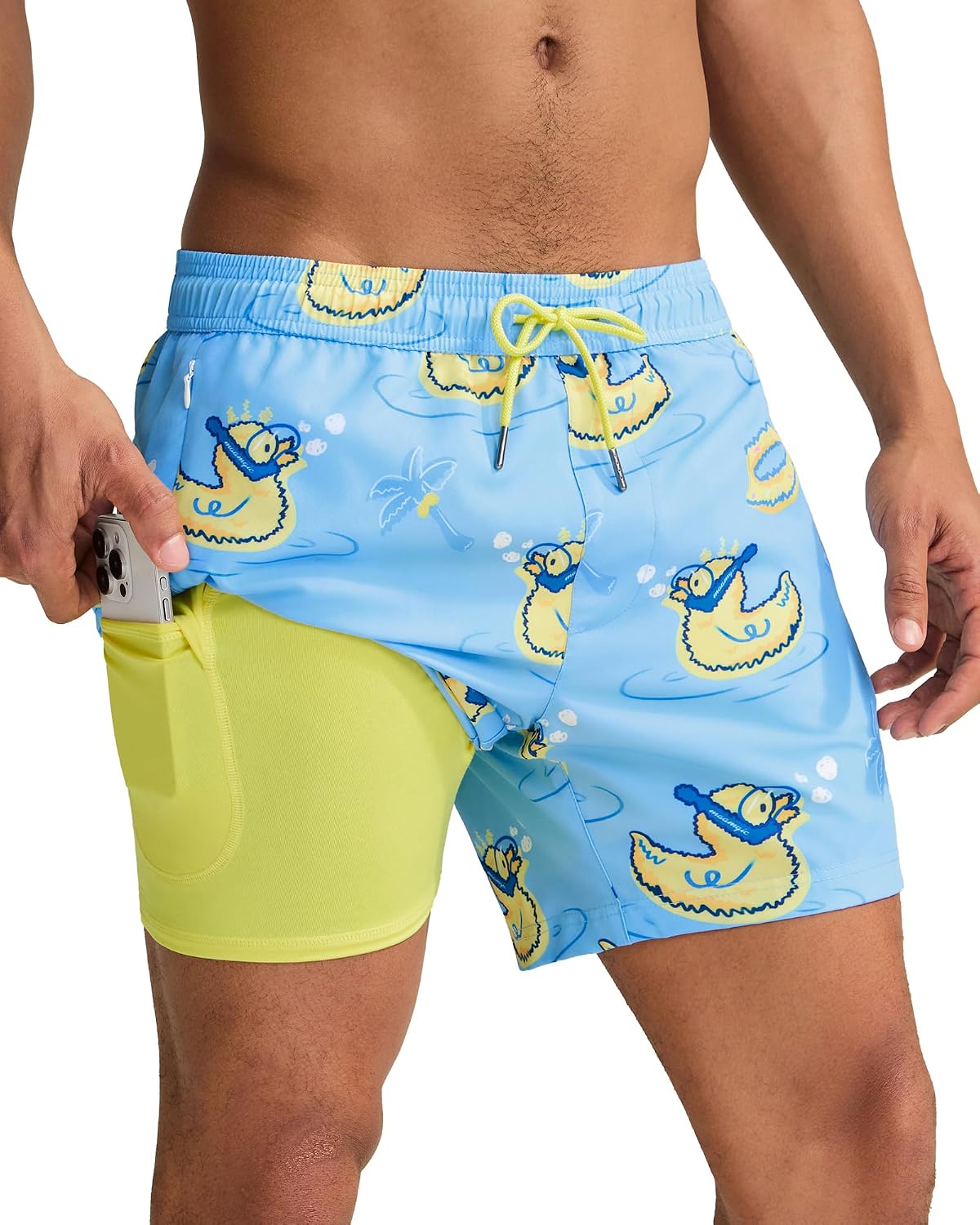 maamgic Mens Swim Trunks with Compression Liner 5 Inch Quick Dry for Beach