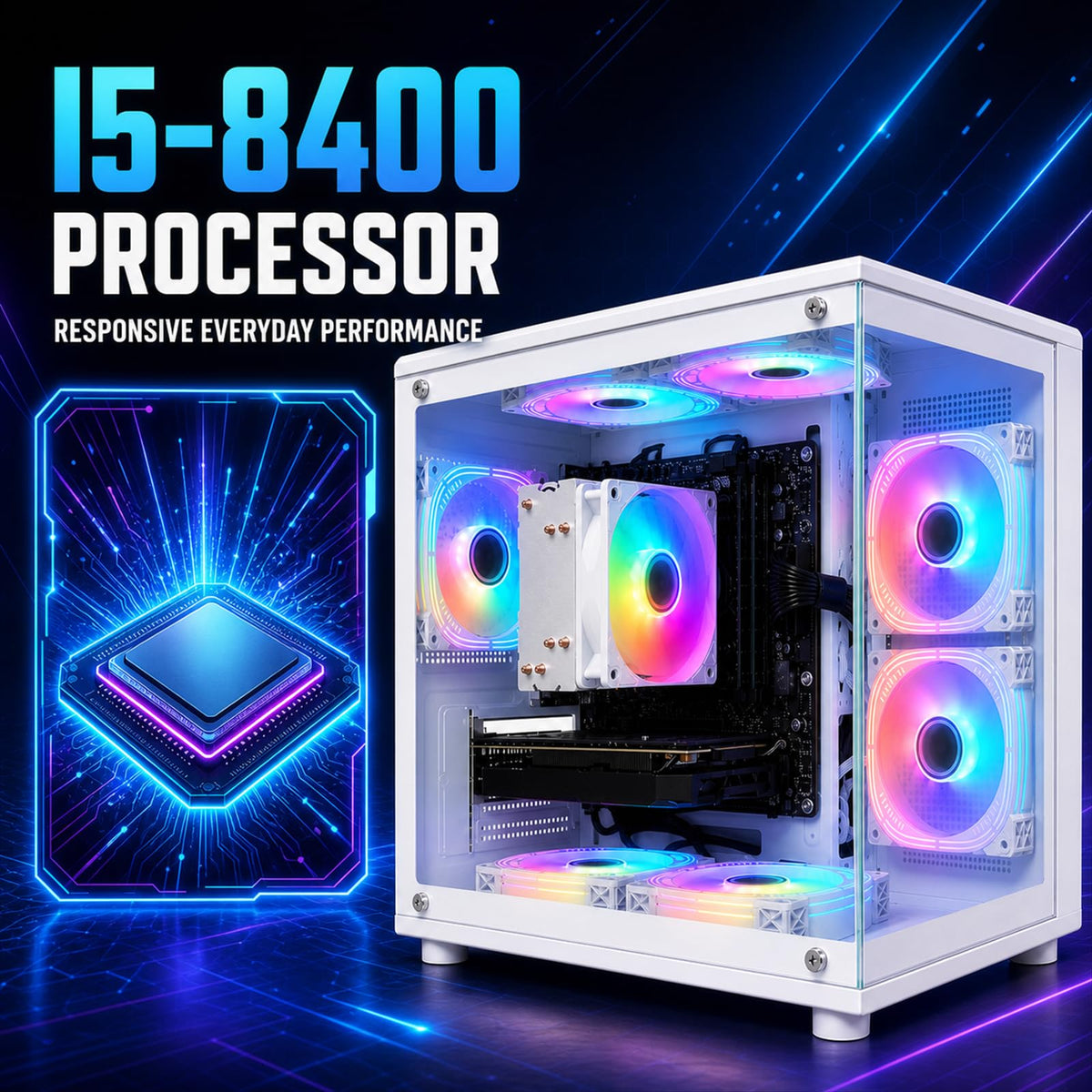 Desktop PC, i7-7700, RX 580 8GB, 16GB RAM, 256GB SSD, WiFi 6, Black