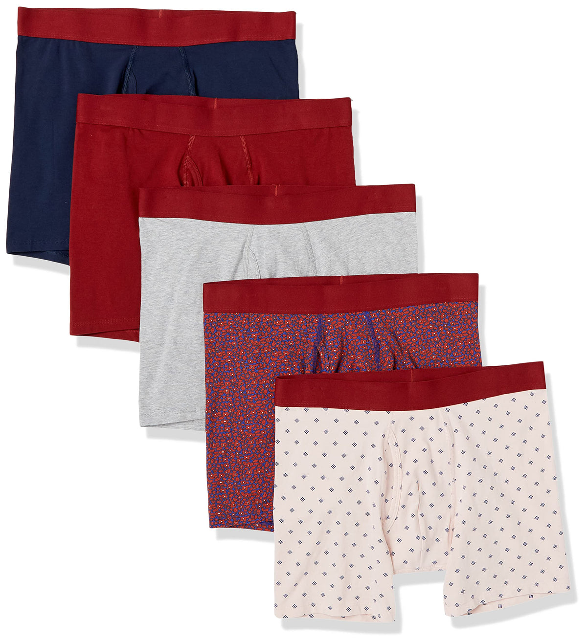 Amazon Essentials Men's Cotton Jersey Boxer Briefs Underwear, Pack of 5