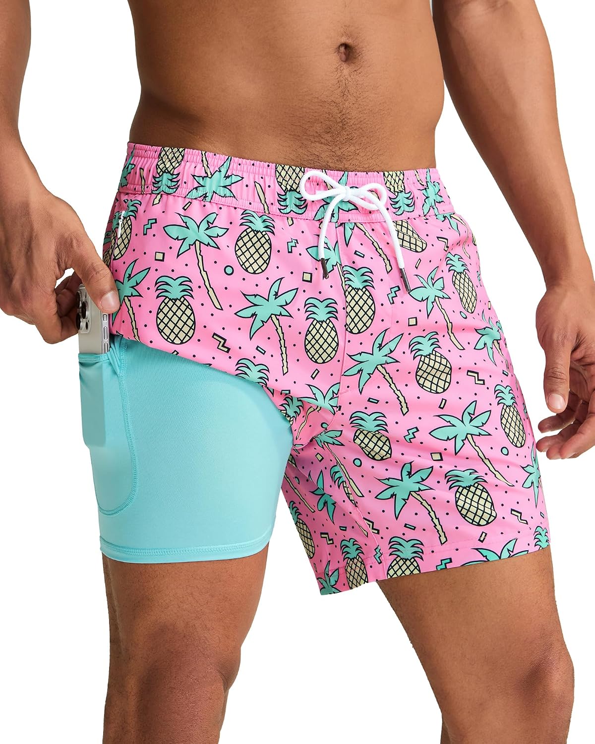 maamgic Mens Swim Trunks with Compression Liner 5 Inch Quick Dry for Beach