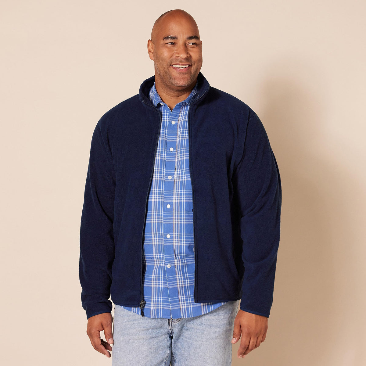 Amazon Essentials Men's Full-Zip Polar Fleece Jacket with Zippered Pockets for Cold Outdoor Weather