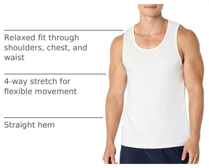 Amazon Essentials Men's Quick Dry Moisture-Wicking Tech Stretch Active Sleeveless Tank Top Workout Shirt
