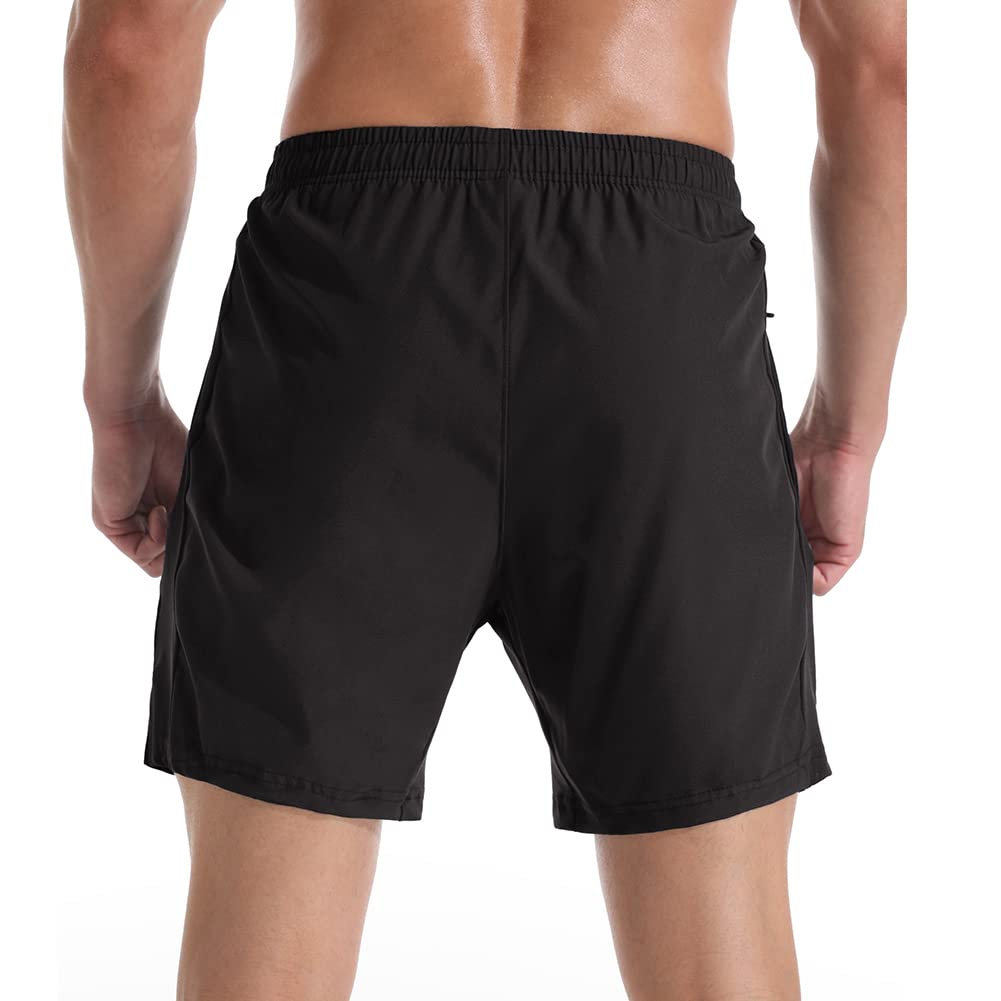 Men's 7" Athletic Running Shorts Lightweight Quick Dry Gym Workout Shorts with Zipper Pockets