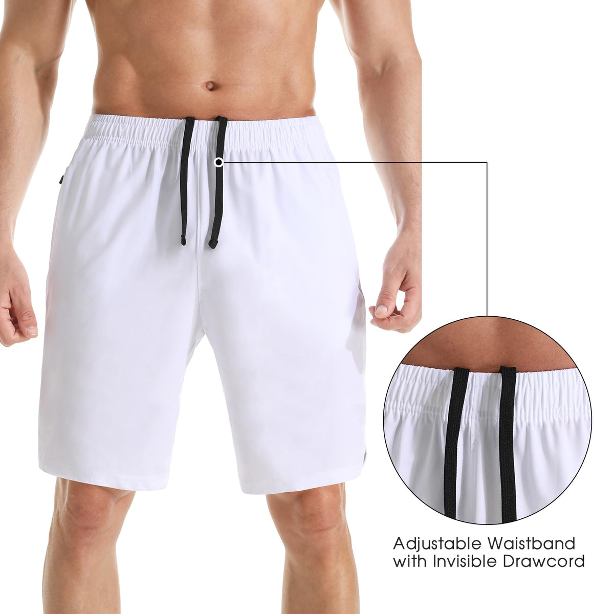 Men's 7" Athletic Running Shorts Lightweight Quick Dry Gym Workout Shorts with Zipper Pockets