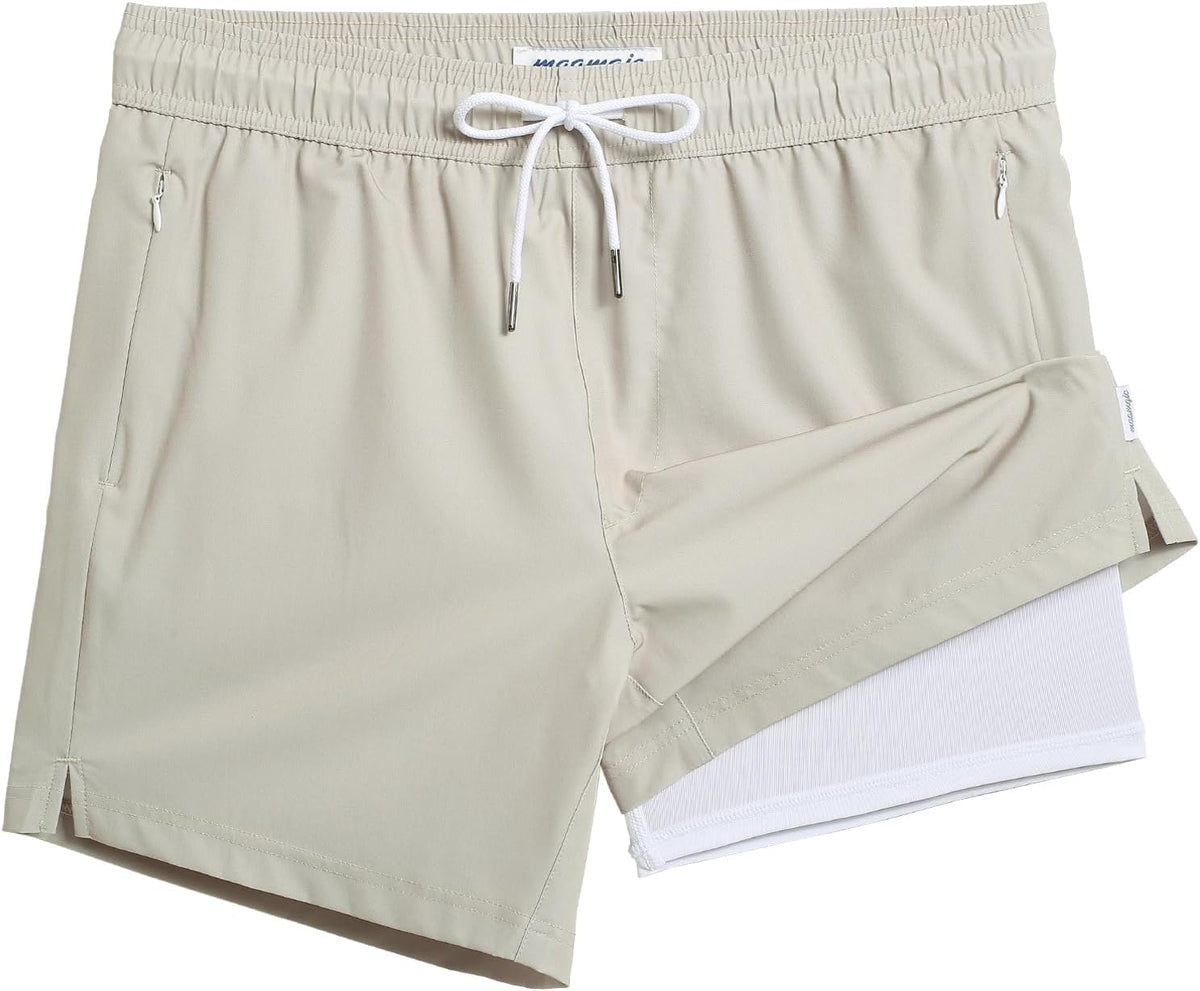 maamgic Mens Swim Trunks with Compression Liner 5 Inch Quick Dry for Beach