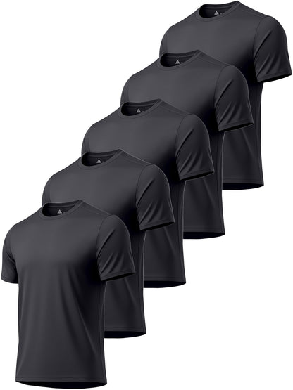 5 Pack T Shirts for Men UPF 50+ UV Sun Protection Shirts Fast Dry Rash Guard Workout Running Swimming Shirt