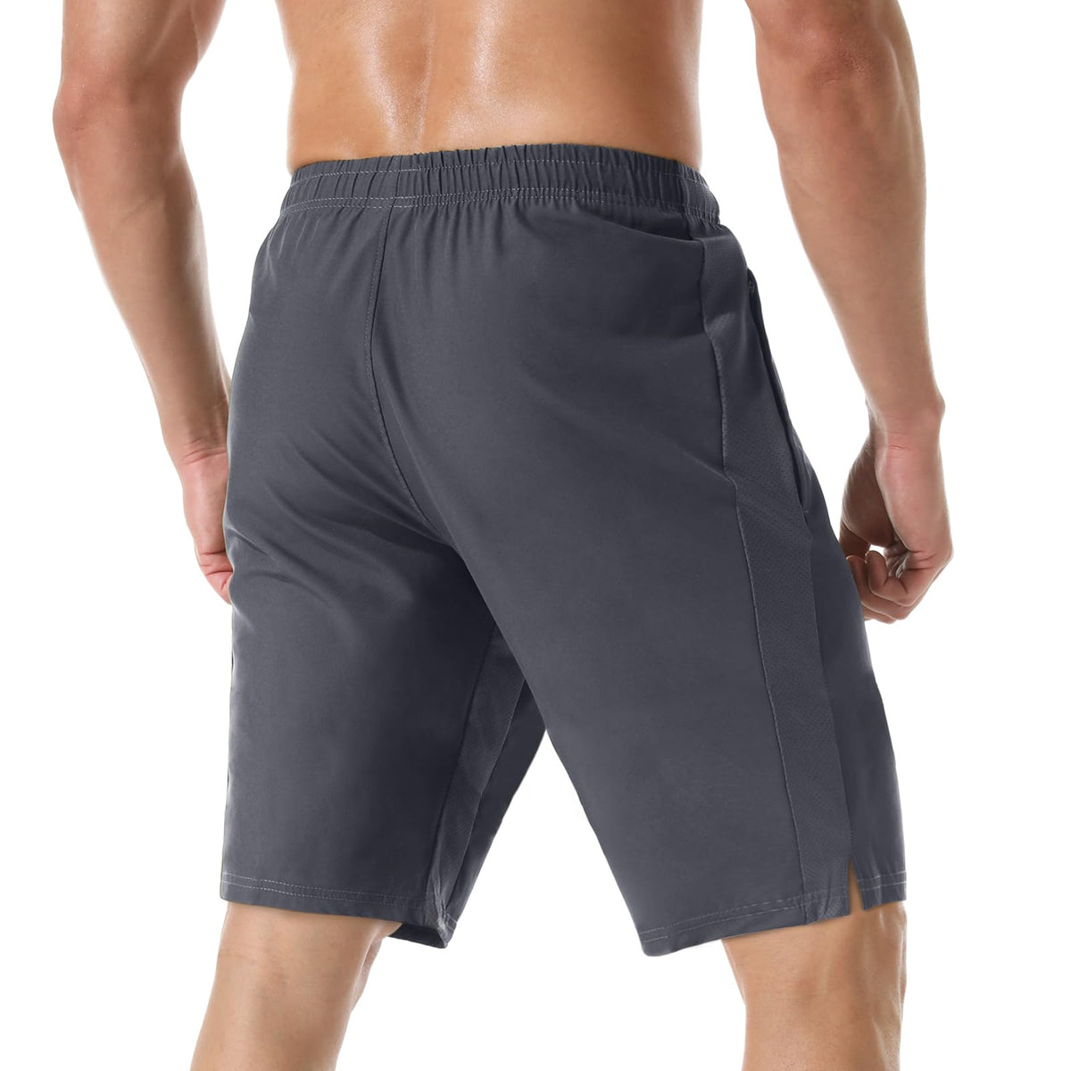 Men's 7" Athletic Running Shorts Lightweight Quick Dry Gym Workout Shorts with Zipper Pockets