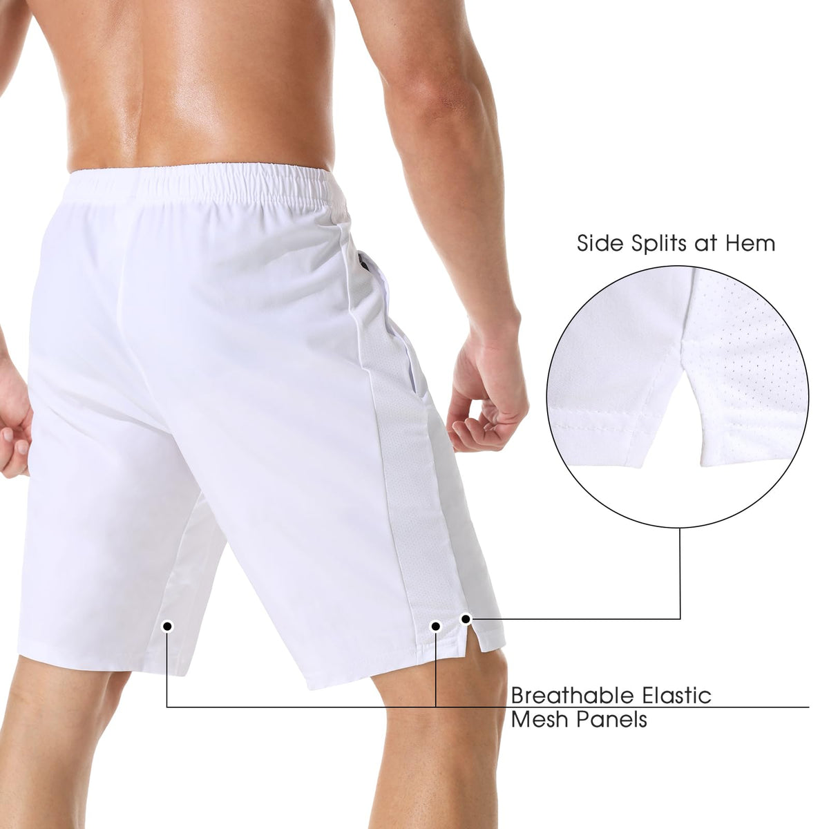 Men's 7" Athletic Running Shorts Lightweight Quick Dry Gym Workout Shorts with Zipper Pockets