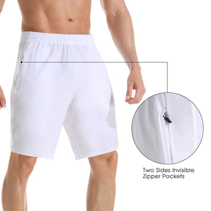 Men's 7" Athletic Running Shorts Lightweight Quick Dry Gym Workout Shorts with Zipper Pockets
