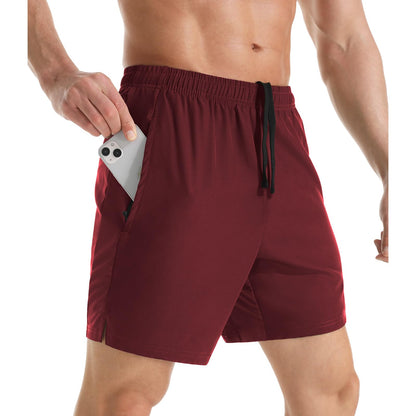 Men's 7" Athletic Running Shorts Lightweight Quick Dry Gym Workout Shorts with Zipper Pockets
