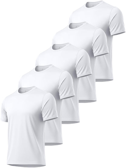 5 Pack T Shirts for Men UPF 50+ UV Sun Protection Shirts Fast Dry Rash Guard Workout Running Swimming Shirt