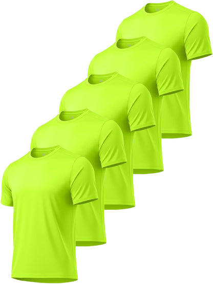 5 Pack T Shirts for Men UPF 50+ UV Sun Protection Shirts Fast Dry Rash Guard Workout Running Swimming Shirt