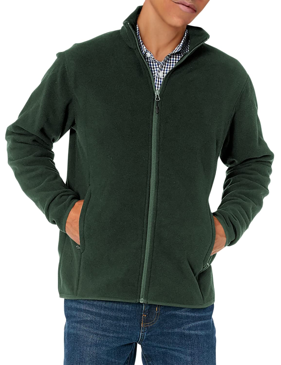 Amazon Essentials Men's Full-Zip Polar Fleece Jacket with Zippered Pockets for Cold Outdoor Weather