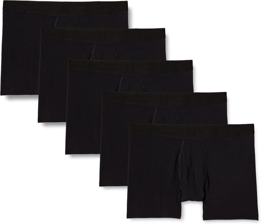 Amazon Essentials Men's Cotton Jersey Boxer Briefs Underwear, Pack of 5