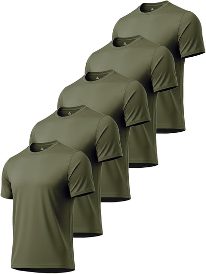 5 Pack T Shirts for Men UPF 50+ UV Sun Protection Shirts Fast Dry Rash Guard Workout Running Swimming Shirt