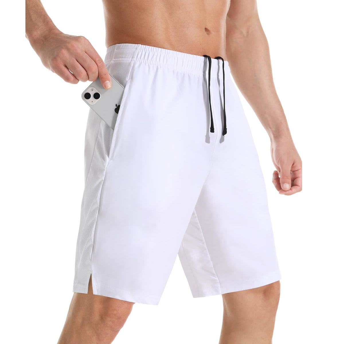 Men's 7" Athletic Running Shorts Lightweight Quick Dry Gym Workout Shorts with Zipper Pockets