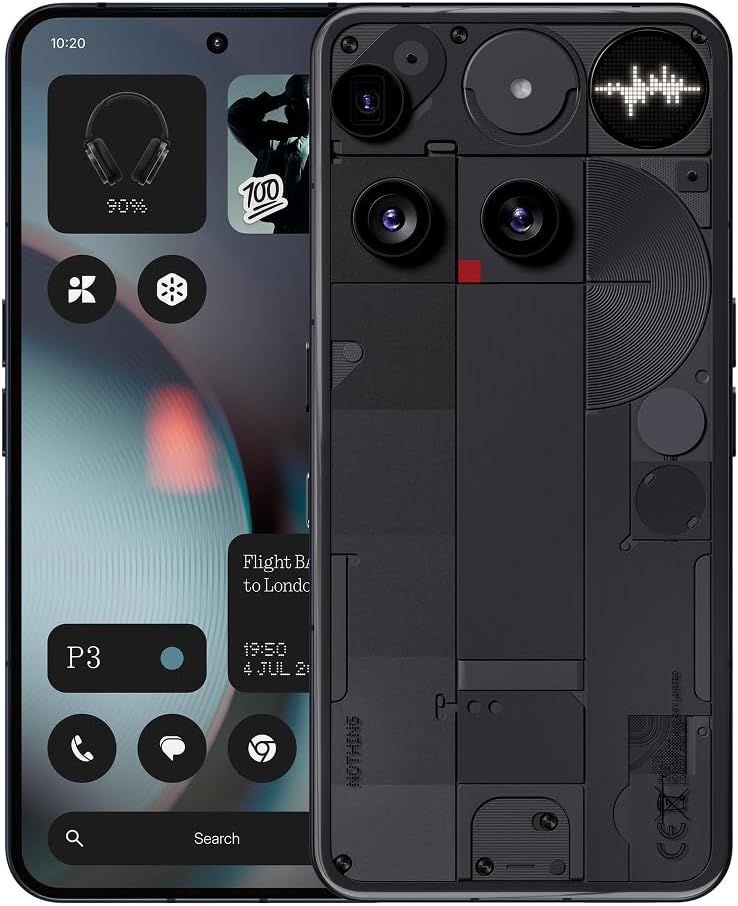 Nothing Phone (3) Cell Phone, 5G Unlocked Phones 512GB, Android 15, Snapdragon 8s Gen4, AI Mobile Phones with Four 50MP Cameras & AMOLED Display, 5150mAh, Glyph Interface, Smartphone Black