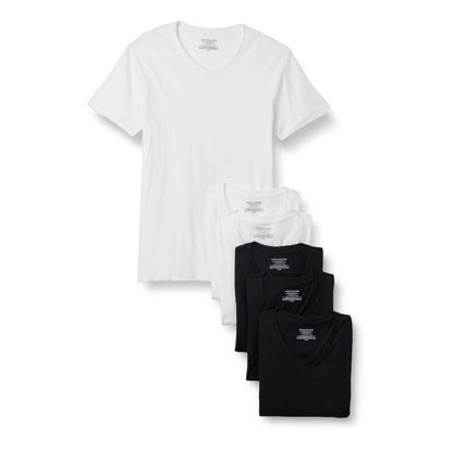 Amazon Essentials Men's Slim Fit V-Neck Undershirt, Breathable Cotton, Pack of 6