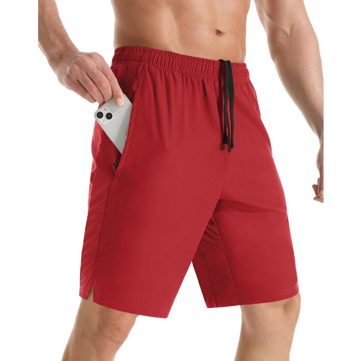 Men's 7" Athletic Running Shorts Lightweight Quick Dry Gym Workout Shorts with Zipper Pockets