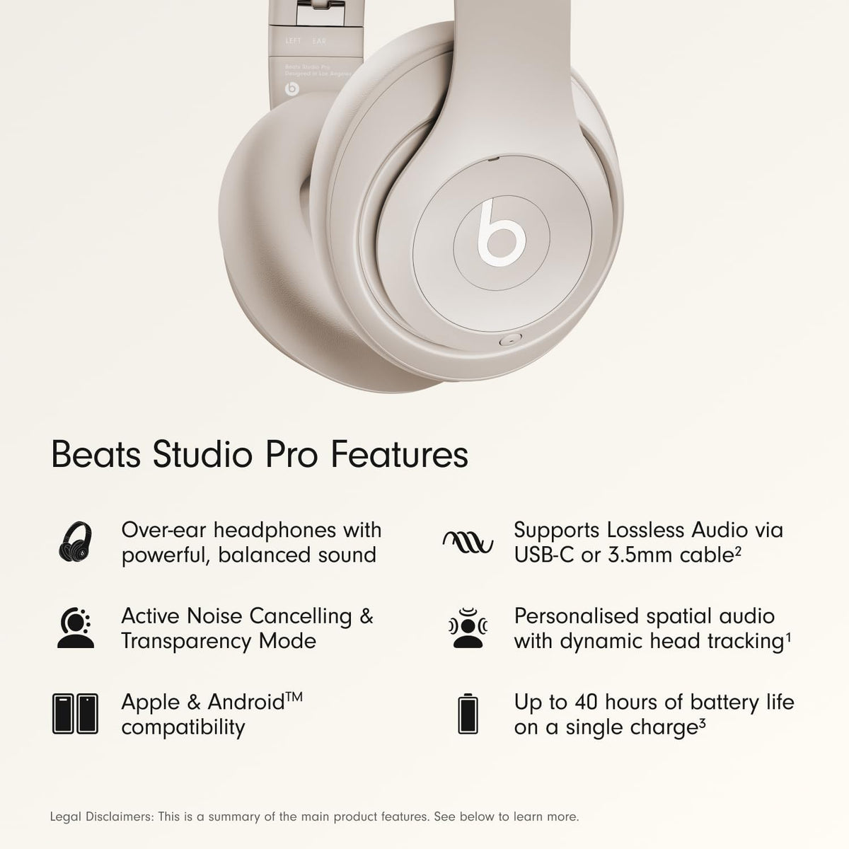 Beats Studio Pro with AppleCare+ for Headphones (2 Years) - Sand Gray