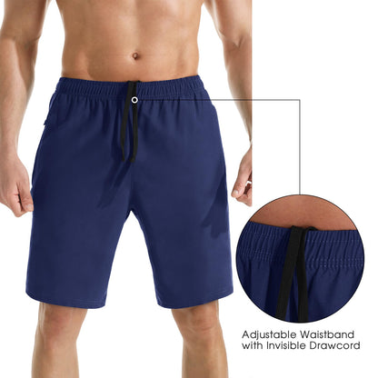 Men's 7" Athletic Running Shorts Lightweight Quick Dry Gym Workout Shorts with Zipper Pockets