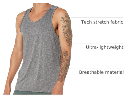 Amazon Essentials Men's Quick Dry Moisture-Wicking Tech Stretch Active Sleeveless Tank Top Workout Shirt