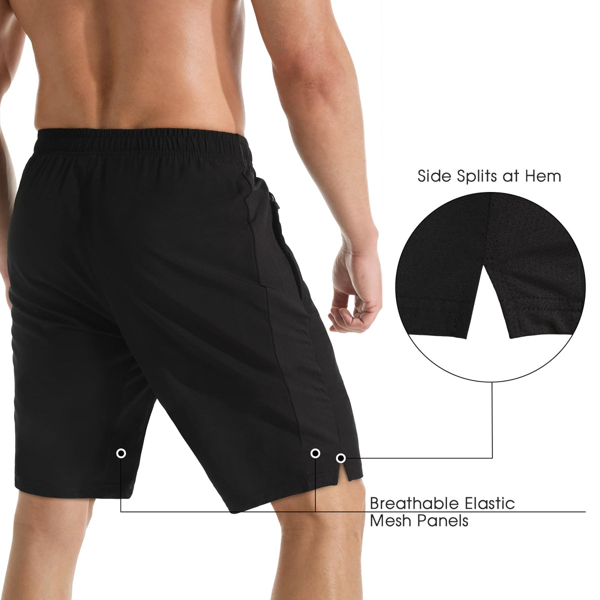 Men's 7" Athletic Running Shorts Lightweight Quick Dry Gym Workout Shorts with Zipper Pockets