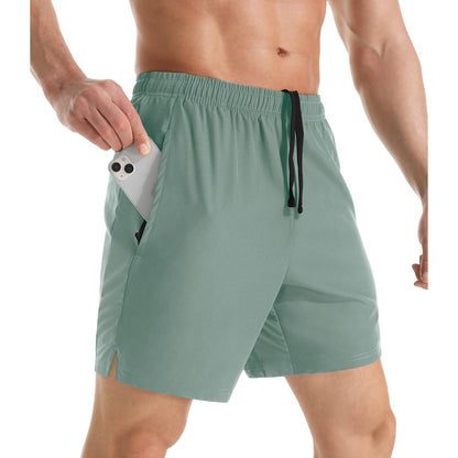 Men's 7" Athletic Running Shorts Lightweight Quick Dry Gym Workout Shorts with Zipper Pockets